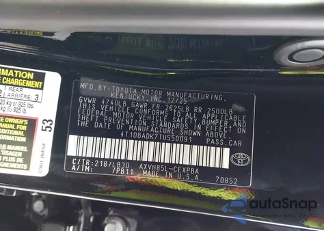 2026 Toyota Camry Xse z USA, uszkodzony, nr VIN 4T1DBADK7TU550091